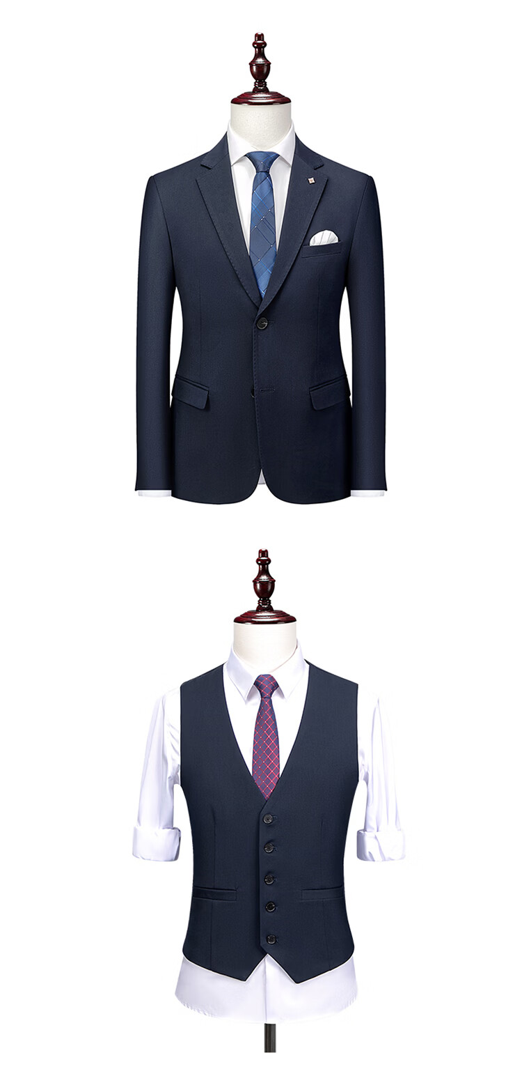 RED DRAGONFLY Men's Business Casual Suit Set Groom Wedding Formal Three-Piece Black XL 10