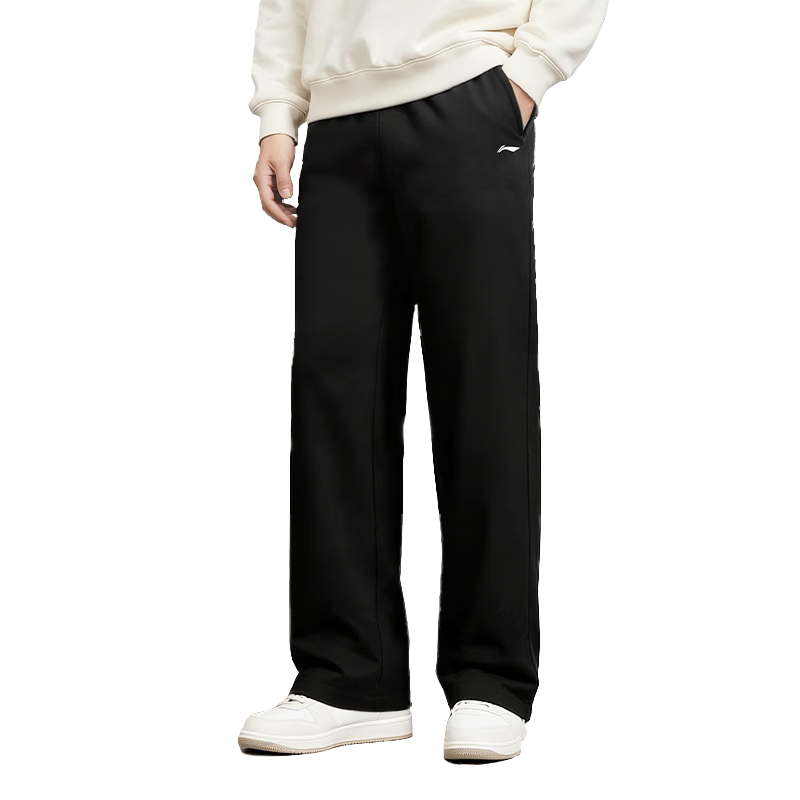 LI-NING Men's Fleece-Lined Jogger Pants Autumn Winter Warmth Windproof Comfortable Casual Loose Fit Trousers S