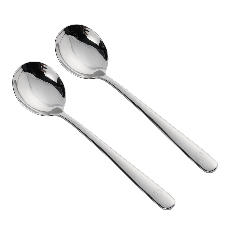 JD Jingzao Spoon Soup Spoon 316L Stainless Steel Household Food Contact Grade Round Spoon [Enlarged and Thickened] 2 Pieces