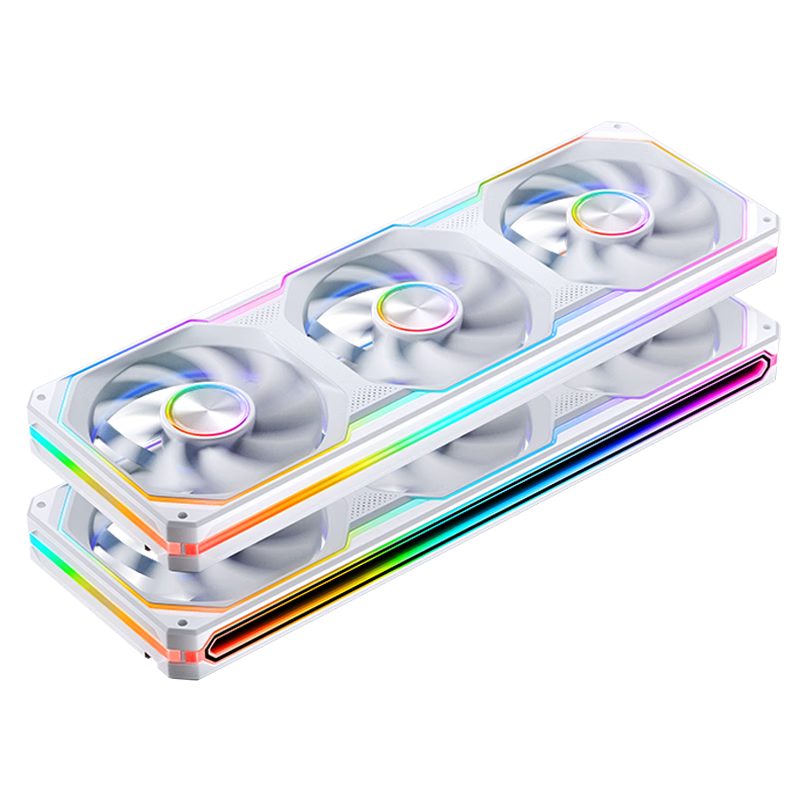 JONSBO XA-360W Shadow Blade White 12CM x3 Case Fans (Dual Frame Lighting/Color Block Design/Triple Combo/RGB Sync/PWM Male and Female Connectors)