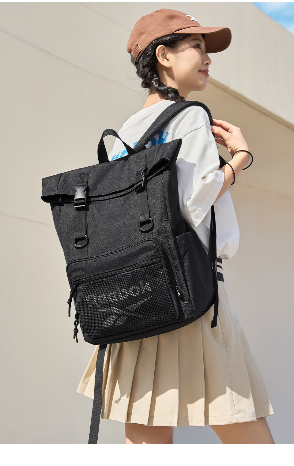 Reebok Men's Large Capacity Sports Backpack 2026 New Expandable High School College Student Bag Women Obsidian Black 10