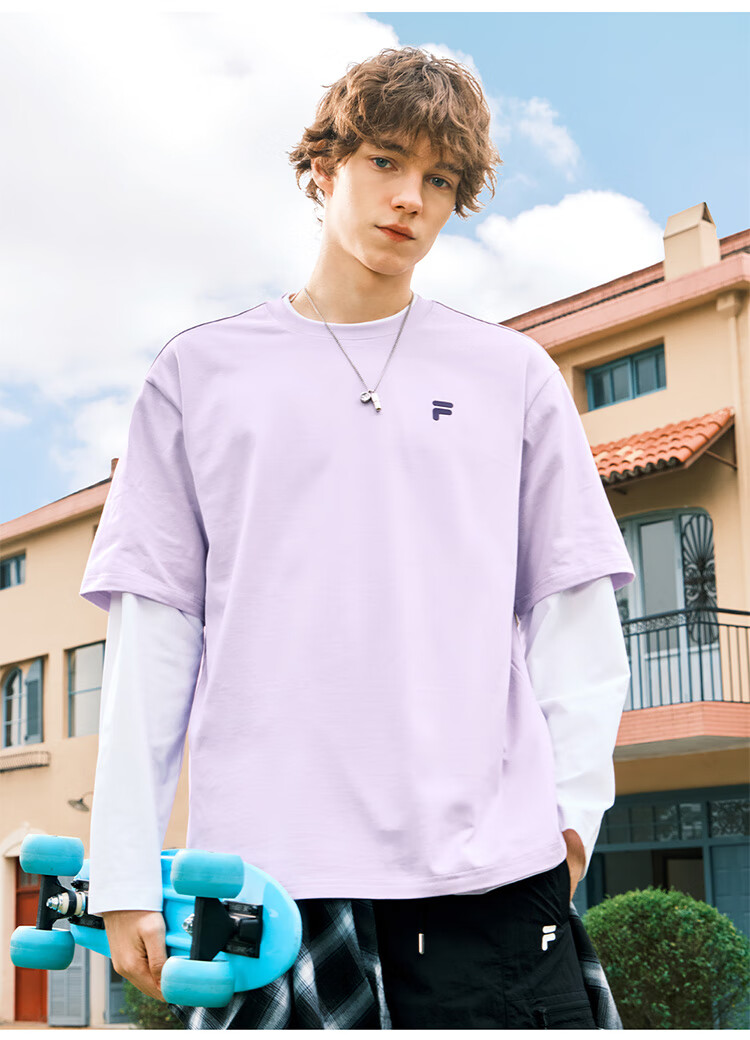 FILA FUSION Fashion Brand Zhang Hao Couple Knit Short Sleeve Shirt 2026 Spring Casual Loose Pure Cotton T-Shirt 53