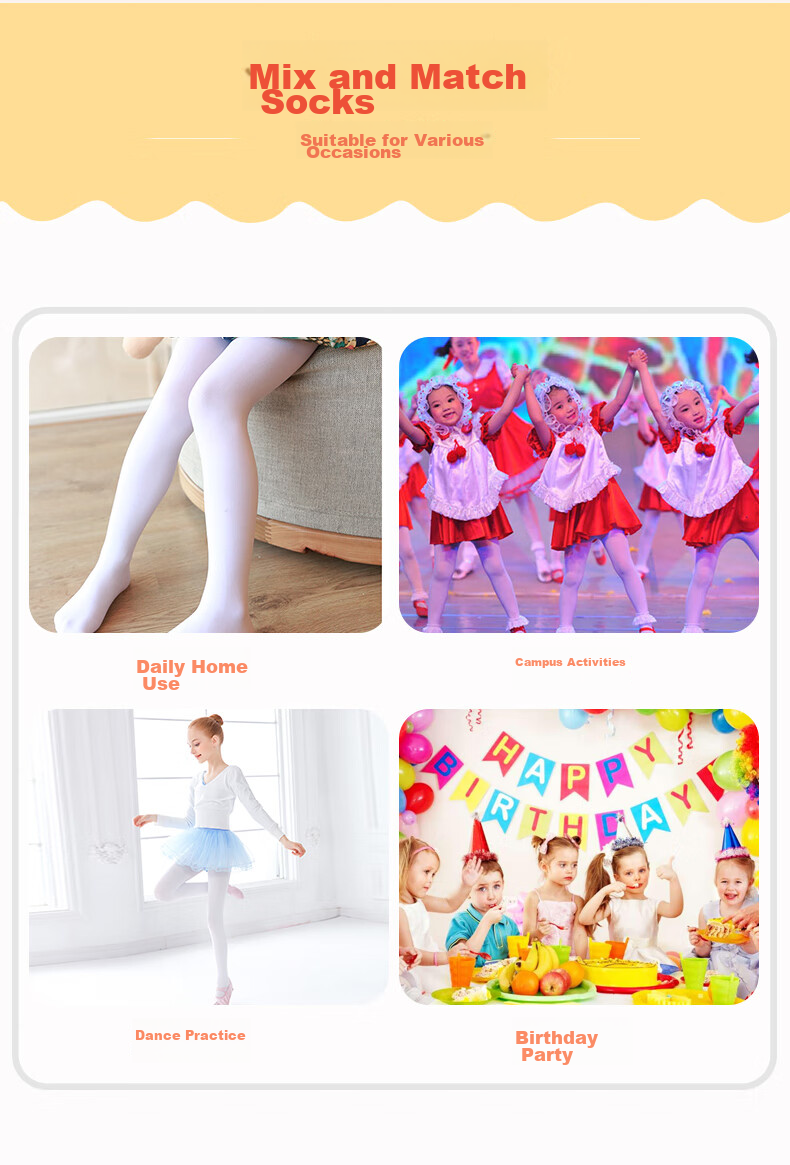 Aiwuge Children's Thermal Dance Socks, White Exam Practice Socks, Base Layer, Wearable Outside, Pantyhose, 800D, Size S 3