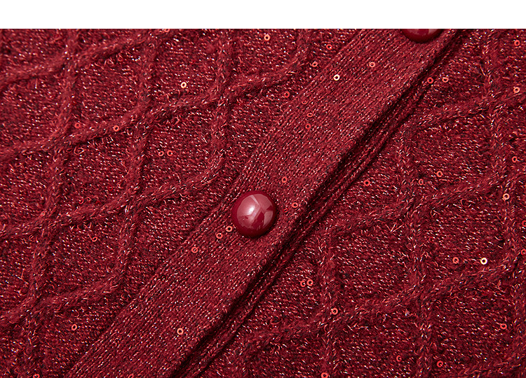 Demana Warm Rhythm Double Festival Autumn Winter French Style Sequin Cardigan Diamond Jacquard Round Neck Slim Knitwear Women High-End 17