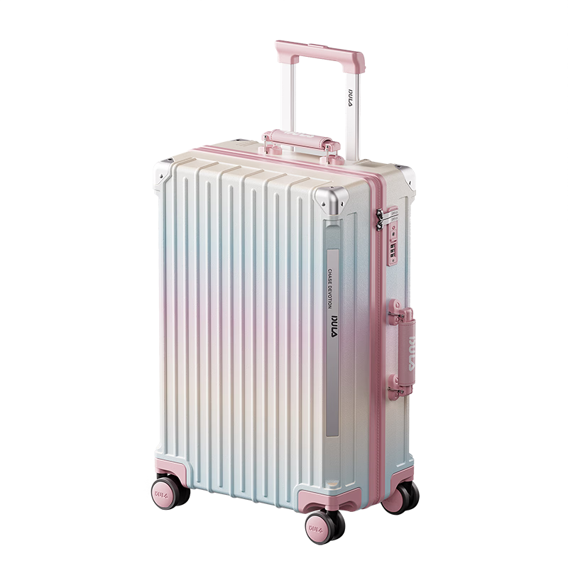 DULA High-Style Multifunctional Luggage with Cup Holder USB Trolley Case Travel Suitcase Password Lock Gradient Color 24 Inch