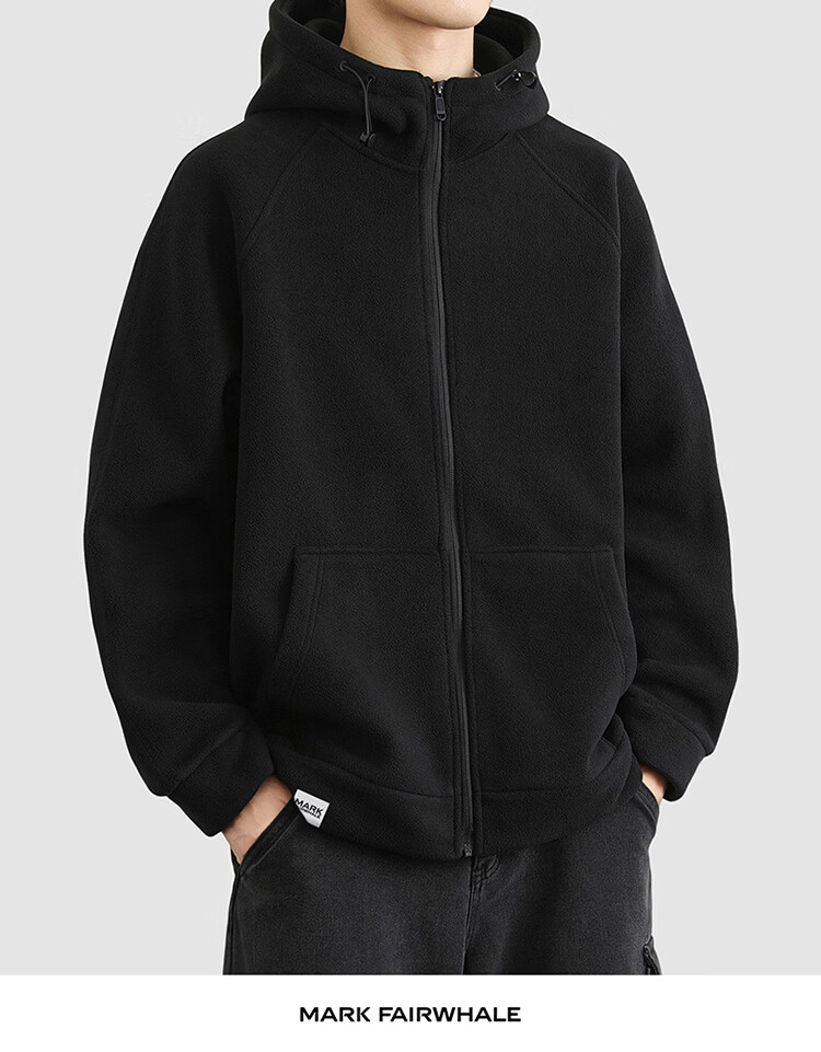 MARK FAIRWHALE Men's Winter Fleece Hooded Zip-up Sweatshirt Thick Warm Jacket Dark Gray XL 11