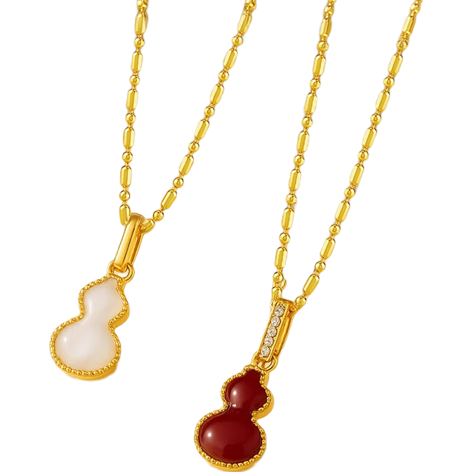 AJIDOU Women's Necklace, New Chinese-Style Double Auspicious Shell Gourd Pendant, Sweater Chain, Luxurious And Elegant