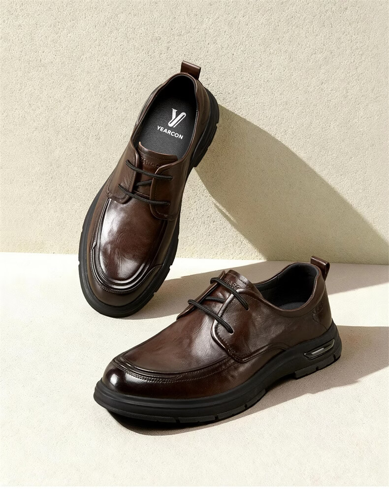 Eierkang Men's Business Casual Commuter Leather Shoes Genuine Leather Soft Sole Comfortable Dad Shoes 61330W Black Size 40 1