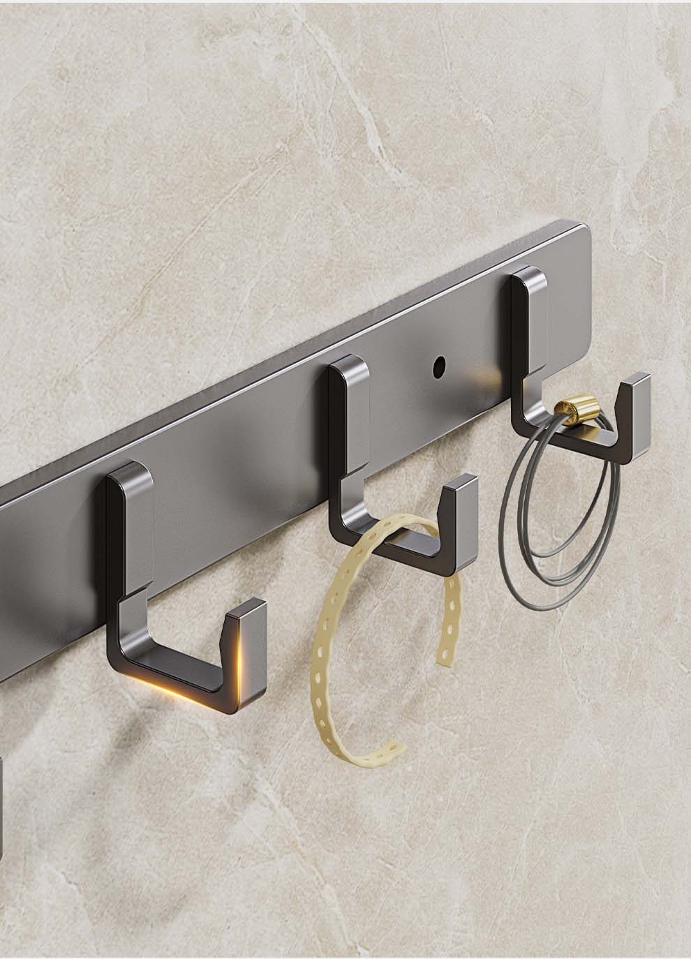 MICOE Space Aluminum No-Drill Bathroom Adhesive Hook Strong Towel and Clothes Hanging Hook for Door and Wall 5