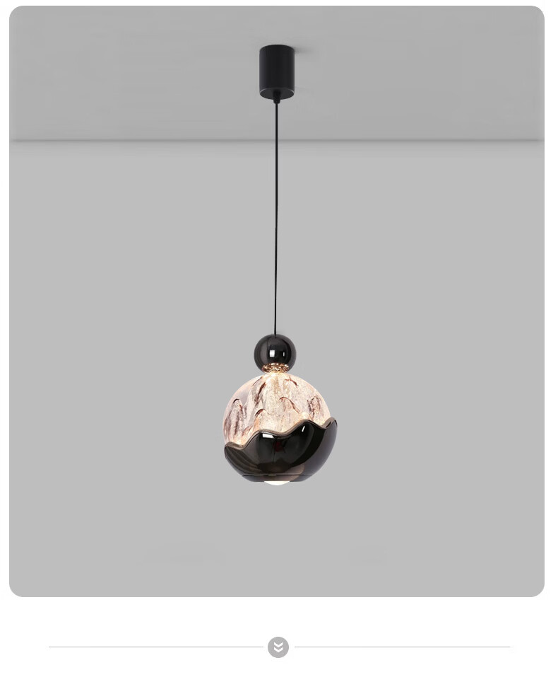 Dengling Bedroom Bedside Small Pendant Light Italian Light Luxury High-End Snow Mountain Neutral Light 4000K Ambient Pendant Wire Light 13