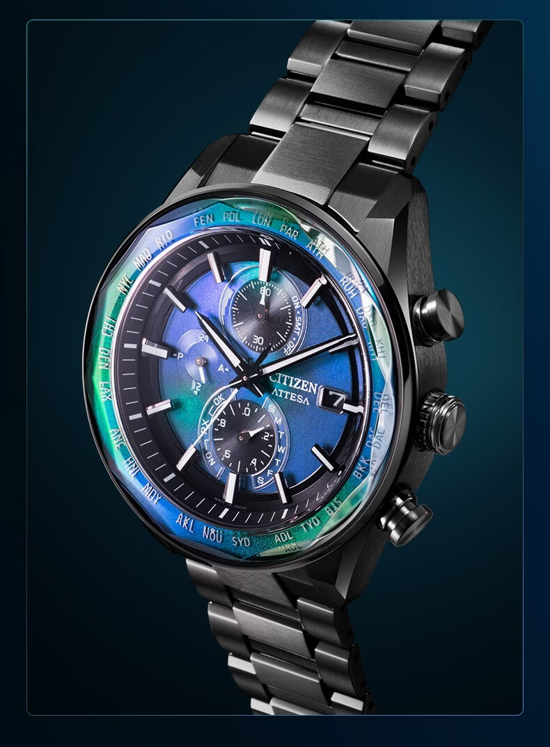 CITIZEN Men's Watch Japanese-Korean Solar Radio-Controlled Date Display Steel Band Fashion Father's Day Gift AT8314-53L 12