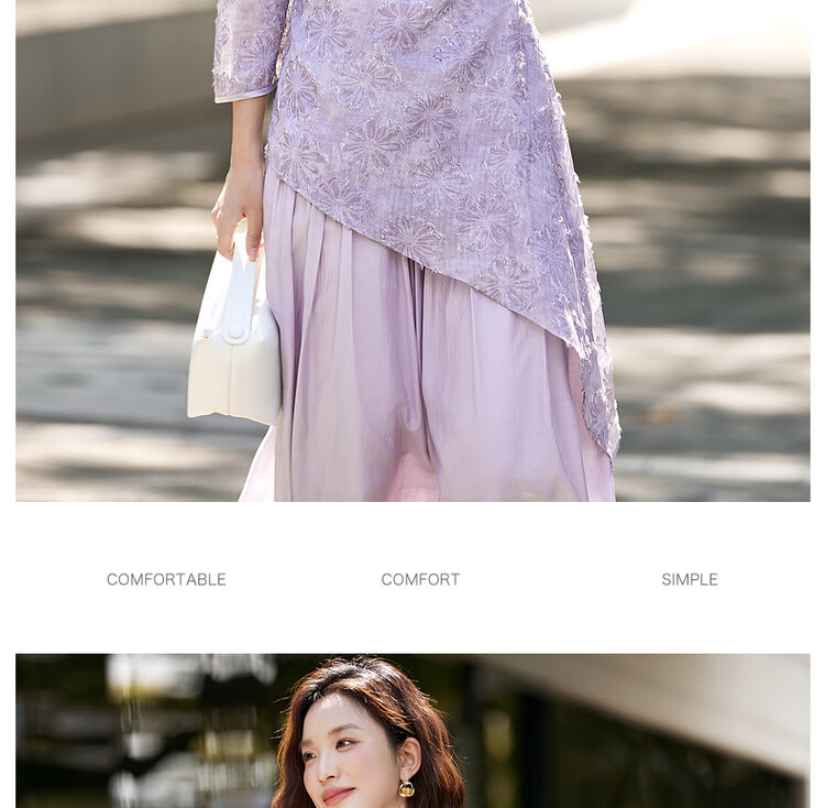 Vimly New Chinese Style Heavy Embroidery Dress Women Autumn New Long Sleeve Improved Qipao Purple M 11