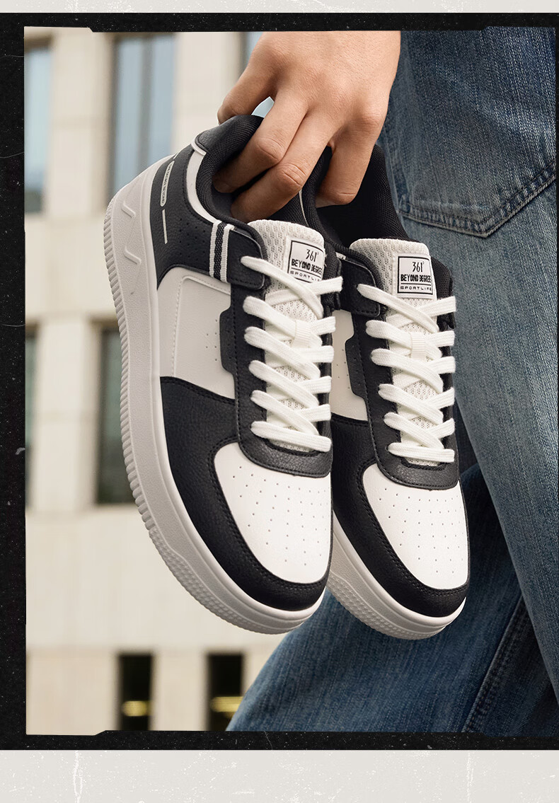 361° Men's Sports Shoes, Air Force One Retro Thick-Soled Heightening White Sneakers, Casual Versatile Skateboard Shoes, 672426611-1 15