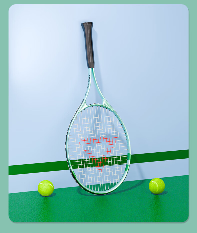 Peak Tennis Racket Adult Training Competition Advanced Lightweight Shock Absorption Rebound Single Racket Set Light Green 9