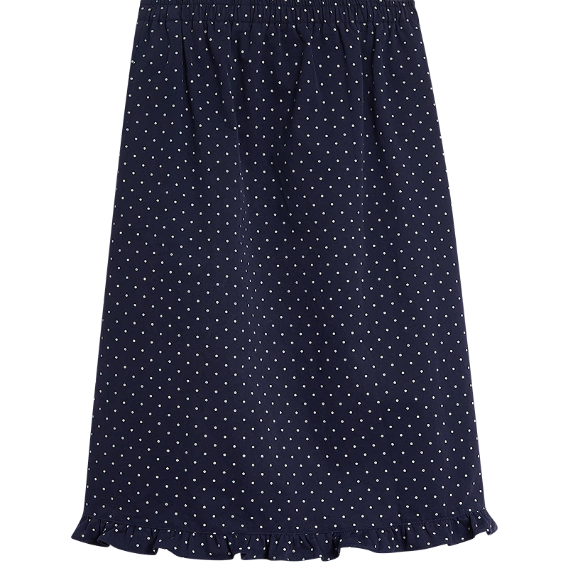 INMAN Vintage Polka Dot Ruffle Cotton A-Line Skirt Blue White Dots XL Spring 2026 Women's New