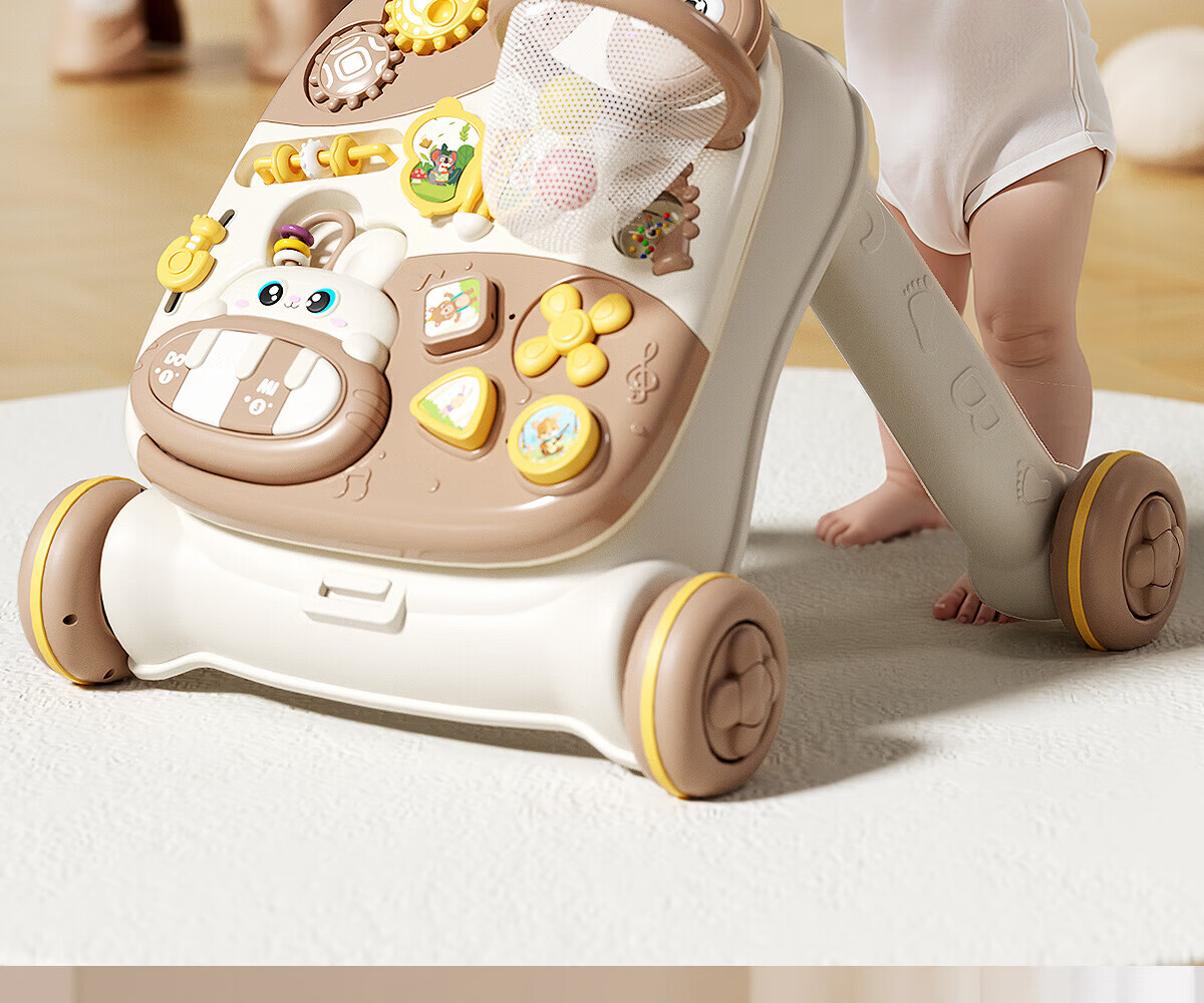 Wanletu Baby Walker Toddler Push Car Anti-Tip Walking Aid Multifunctional Activity Panel Play Table Birthday Gift 1