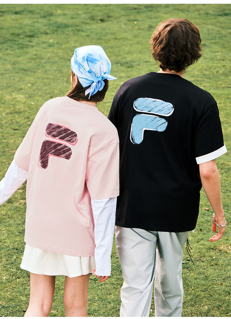 FILA FUSION Fashion Brand Zhang Hao Couple Knit Short Sleeve Shirt 2026 Spring Casual Loose Pure Cotton T-Shirt 25