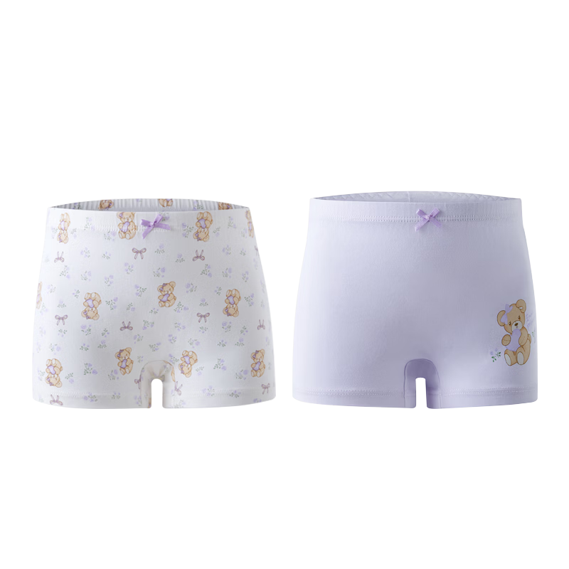 EMXEE Kids Underwear Elastic Cotton Class A Breathable Infant Toddler Antibacterial Girls Boxer Briefs 2-Pack
