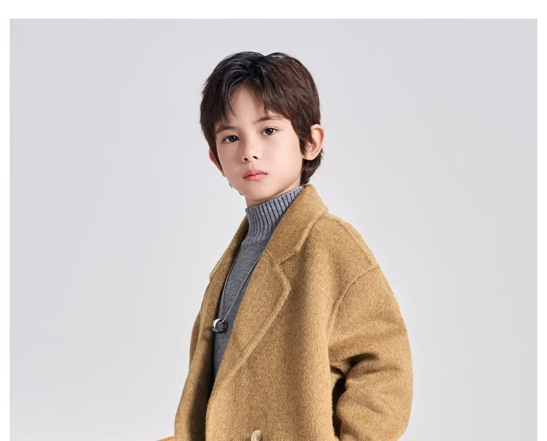 Romon Kids Reversible Wool Coat Autumn Winter Boys Girls Woolen Mid-Length Korean Style Jacket Charcoal Gray 170 29