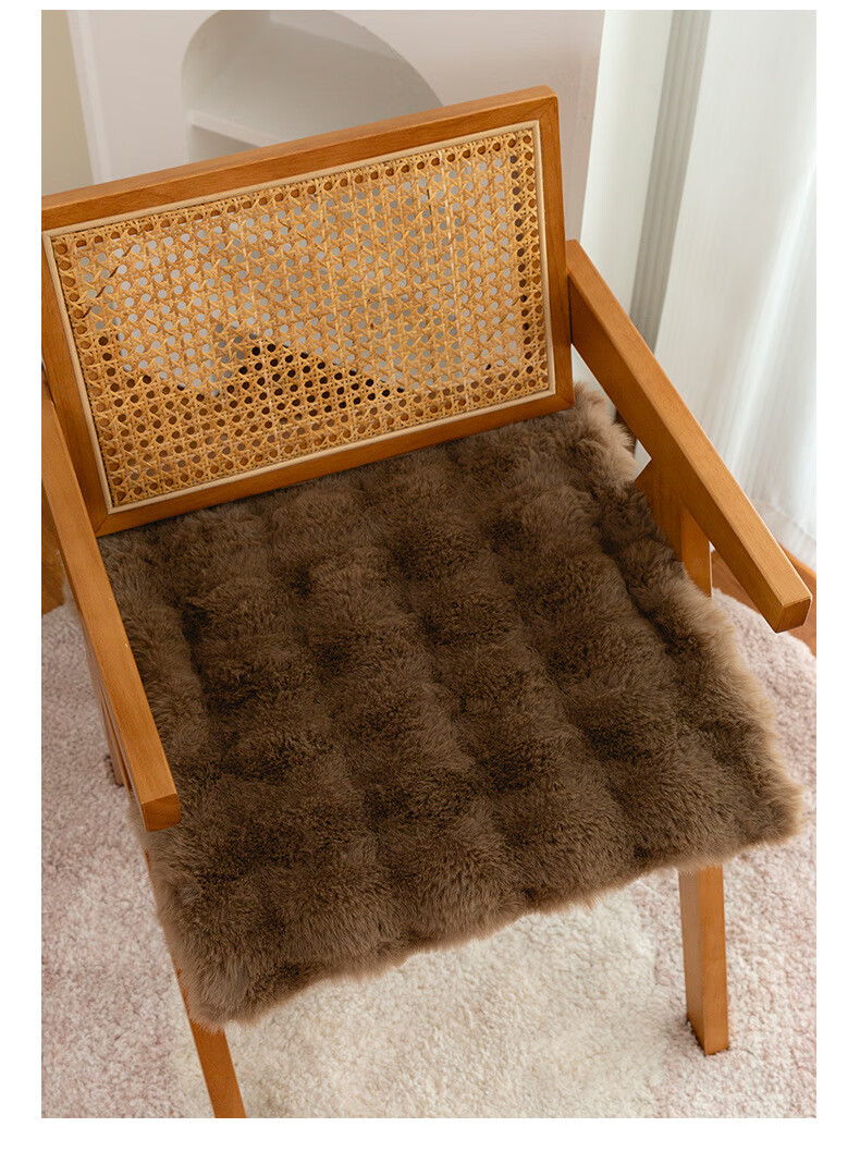 GREAT LIFE Winter Plush Car Seat Cushion, Internet-Famous Butt Pad, Rabbit Fur Plush, Warm Dining Chair Pad, Office Long-Sitting Seat Cushion, Beige 16