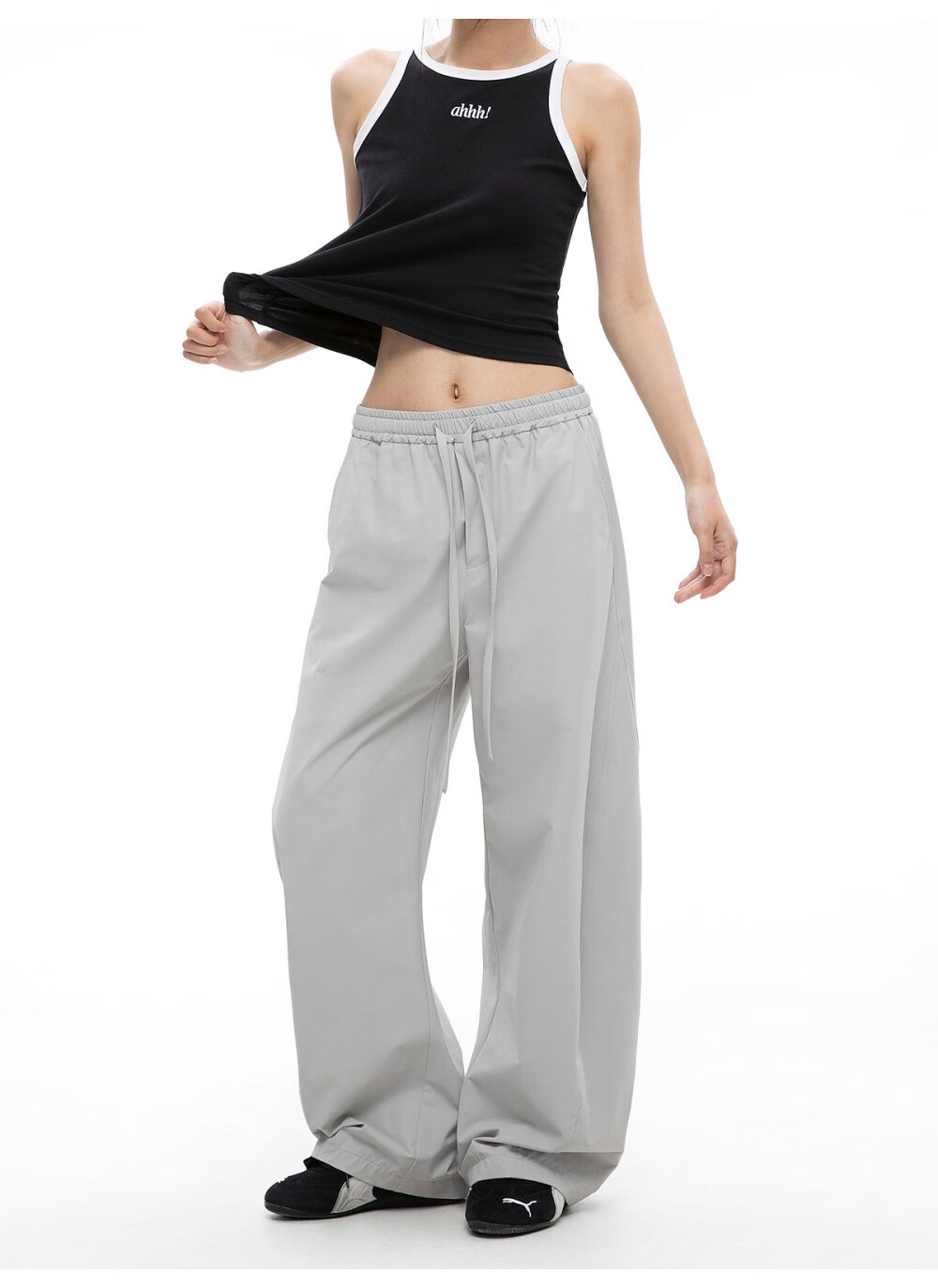 ICH MODE Women's American Style Straight White Pants Thin Loose Popular Cargo Sports Casual Pants White XL 9