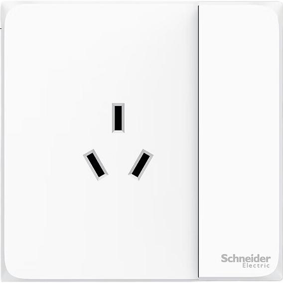 Schneider Electric 10A Трехштырьковая розетка с выключателем, серия Haoceng, кремово-белый
