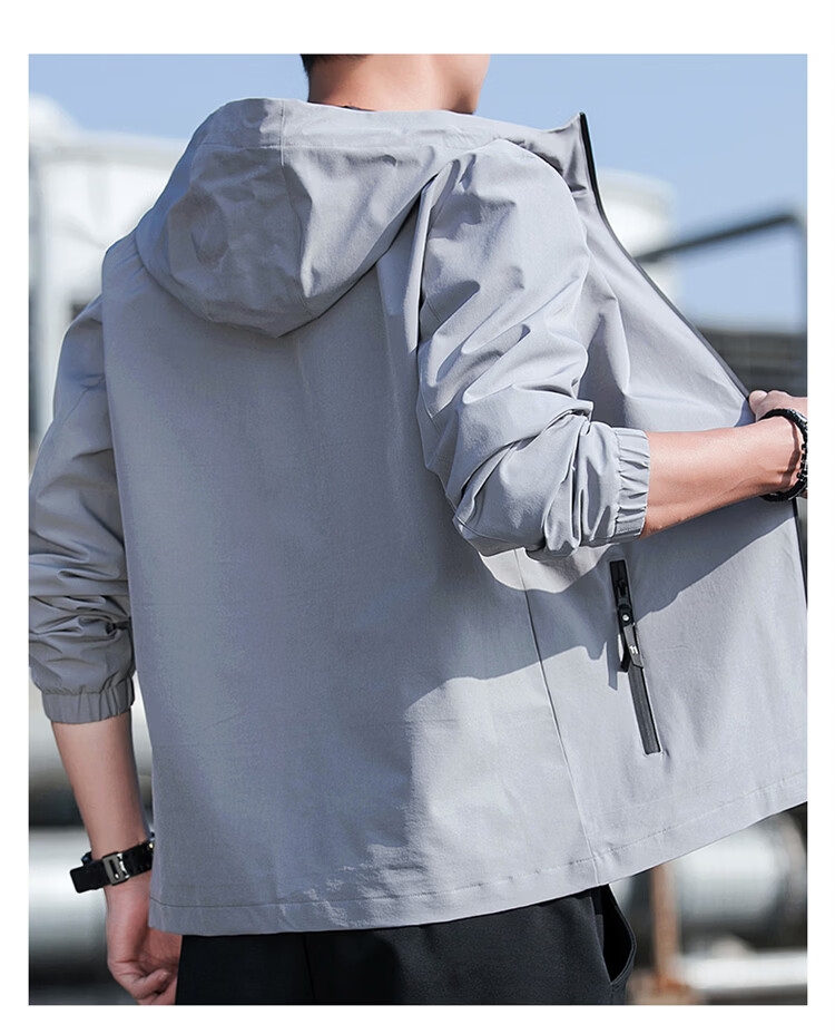 ROMON Men's Jacket Hooded 2026 Spring New Casual Men's Outerwear Black L 20