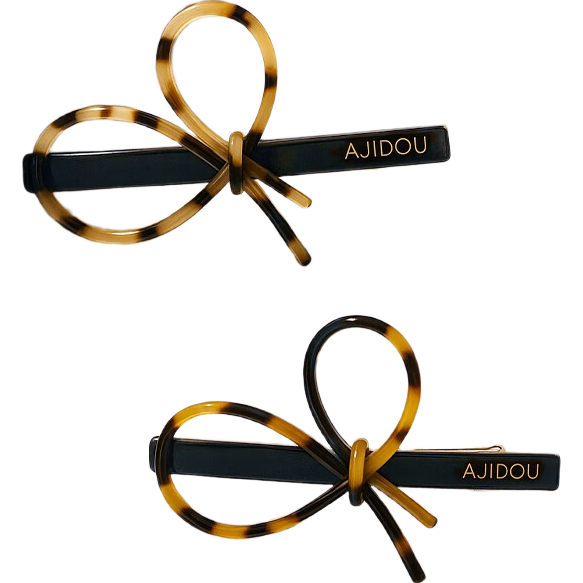 Aji Bean Hair Clip Women Spring Summer New Acetate Side Clip Boutique Design Bowknot Bangs Clip Deep Leopard Print
