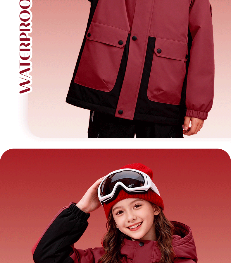 Baleno Kids Cotton Padded Jacket 2025 New Winter Boys Girls Red Warm Cotton Coat for Big Children 1