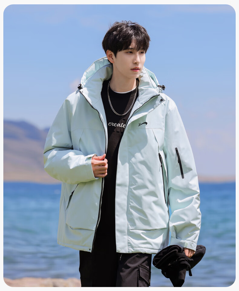 Guirenniao Men's Workwear Cotton Padded Jacket Winter New Thickened Cold-Resistant Hooded Coat Khaki 3XL 9