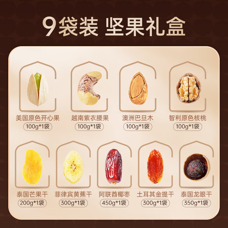 臻味高端坚果干果礼盒2000g休闲礼品零食大礼包企业福利团购送礼