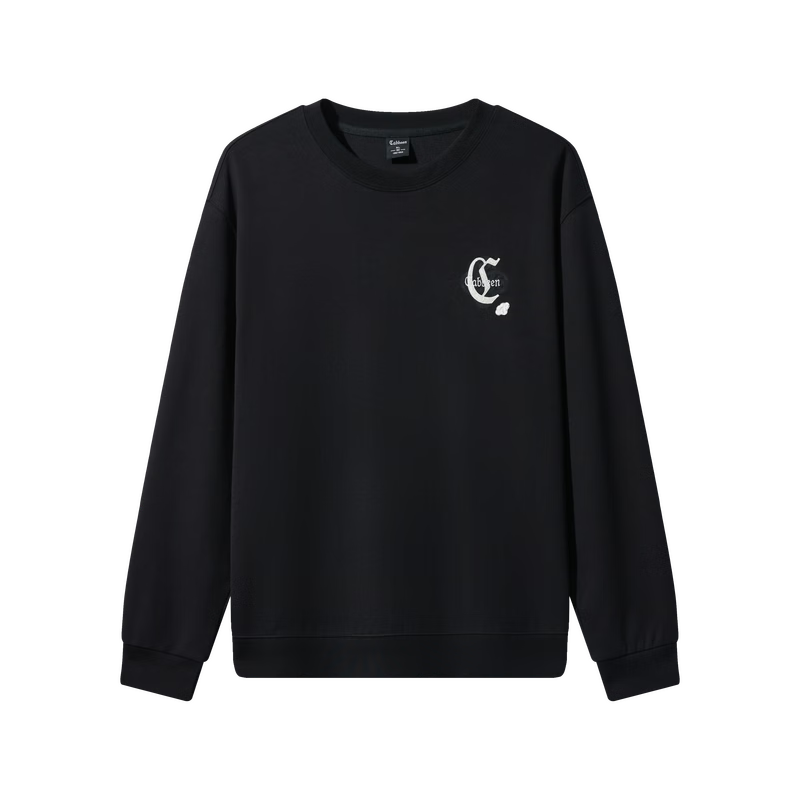 CABBEEN 300G Healthy Fabric Sweatshirt Traditional Ruyi Knot Logo Embroidery 2026 Spring Men's Long Sleeve Sweatshirt