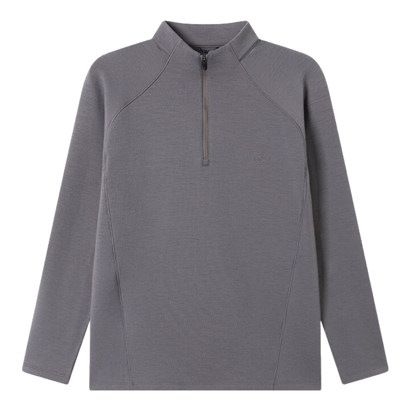 JD Jingzao 25 Autumn Winter Men's Merino Wool Fleece-Lined T-Shirt Warm Sweat-Absorbing Odor-Resistant Sports Long Sleeve Castle Gray 3XL