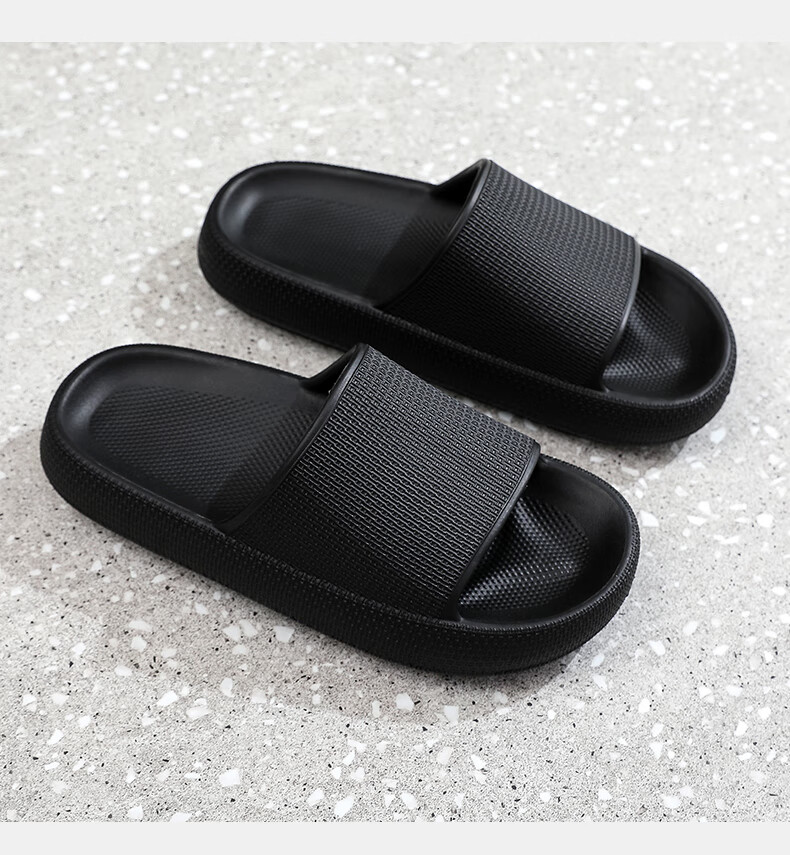XGGC Men's Extra Large Size Thick Sole Soft EVA Indoor Non-Slip Slippers 46-47 Black 4647 5051 Summer 3