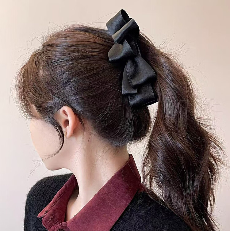 LiQing Butterfly Bow Banana Hair Clip [Black] Back of Head Hair Clamp Ponytail Vertical Hairpin Hair Clip Gift for Girlfriend Holiday Present 3