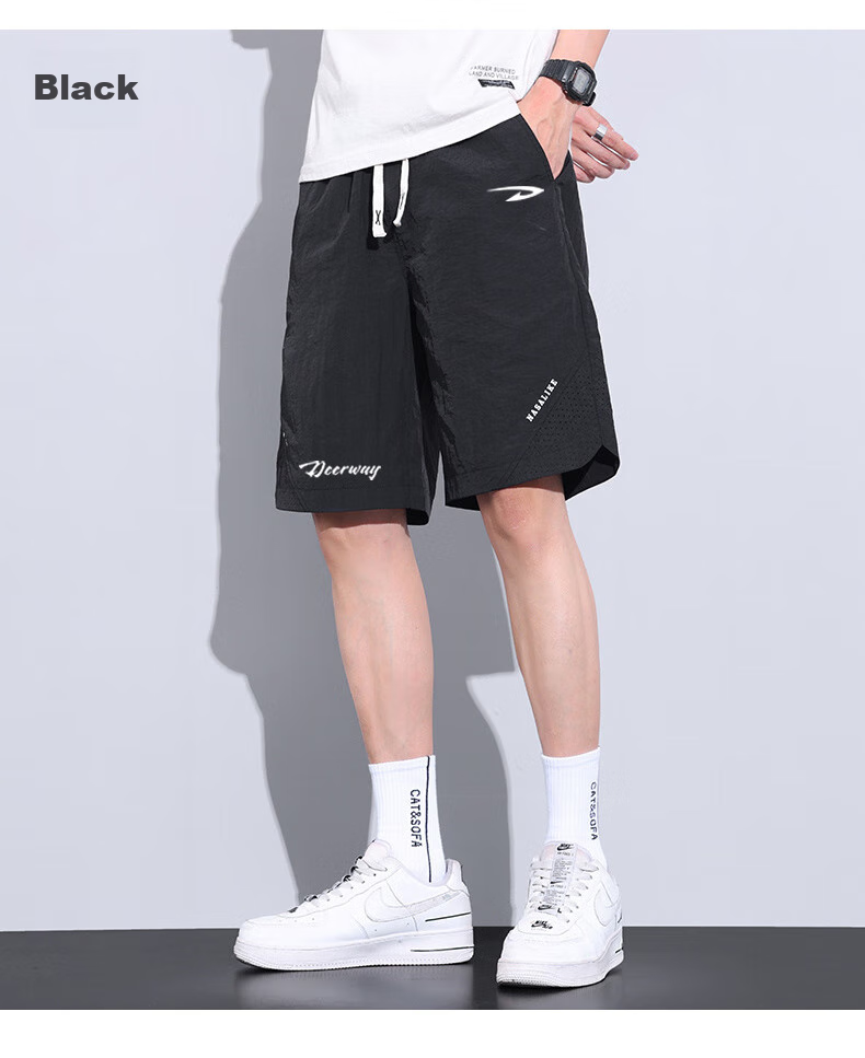 DEERWAY Men's Shorts, Casual Mid-Length Pants, Knee-Length Shorts, Summer Sports Loose-Fitting Pants for Young And Middle-Aged Outdoor Quick-Dry Trousers, Gray, XL 13