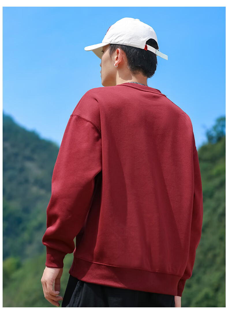 EASTERN CAMEL Men's Autumn Winter Crew Neck Solid Heavyweight Drop Shoulder Long Sleeve Outdoor Pullover Sweatshirt White XL 11