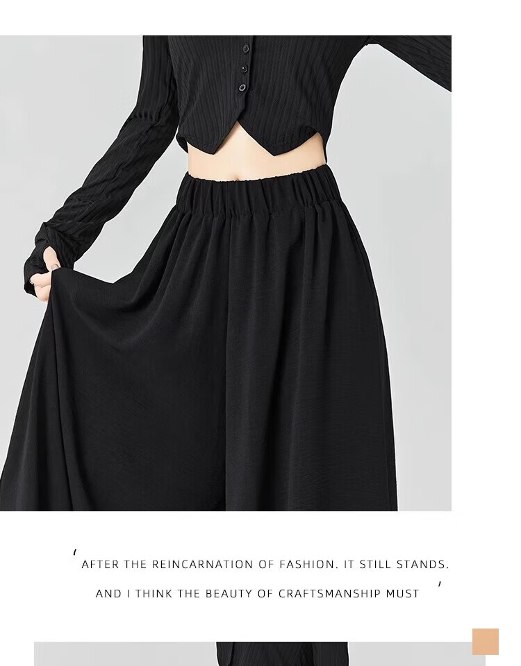 LangSha Women's Summer Skirt Pants, New Style for Petite Figures, Ice Silk Wide-Leg Pants, Loose-Fitting Slimming Casual Pants, Thin Draping Hip-Covering Trousers 13