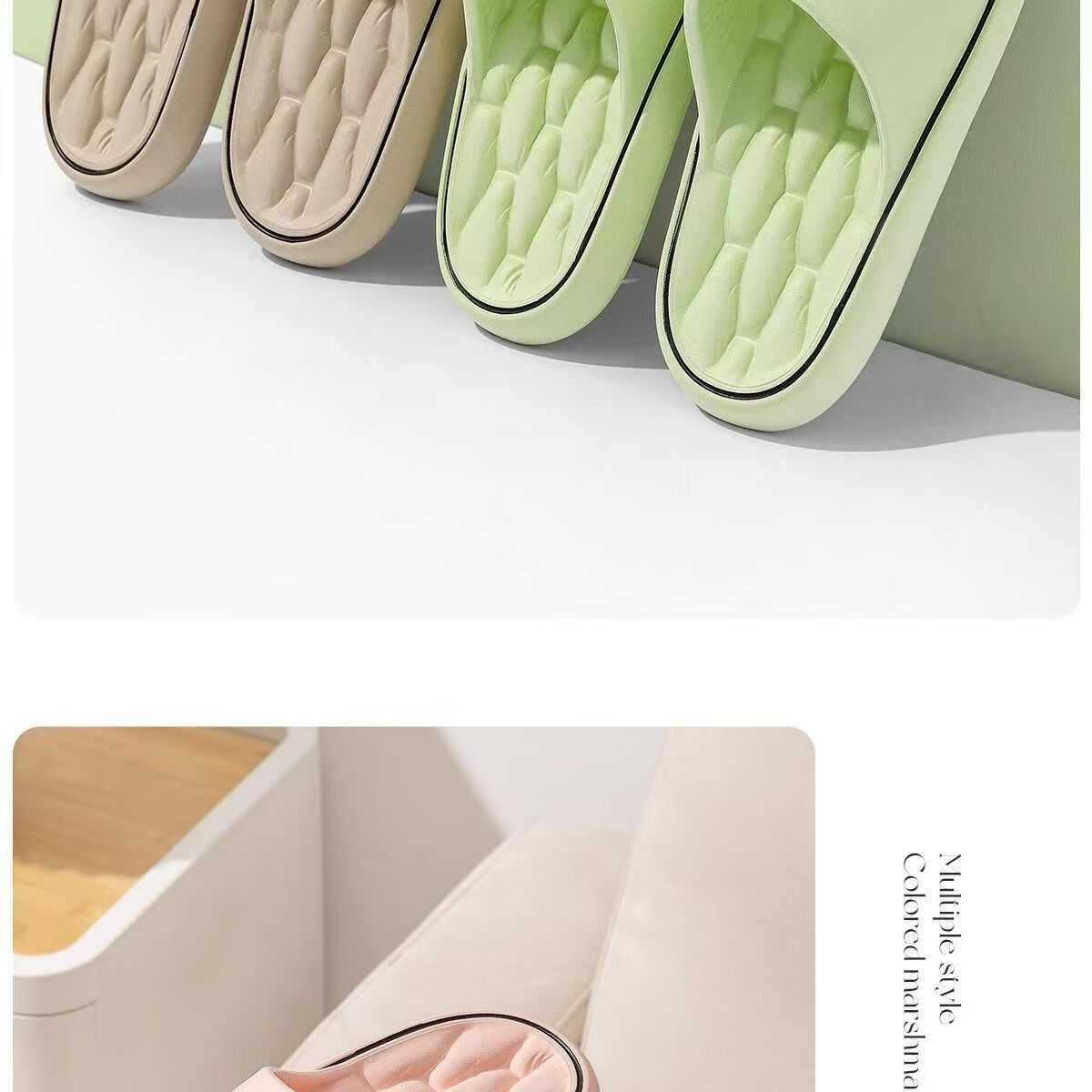 Seven-Color Spun Men's Slippers Soft Sole Home Casual Couple Bathroom Shower Non-Slip Thick Sole Outdoor Women's Sandals Gray Size 42-43 12