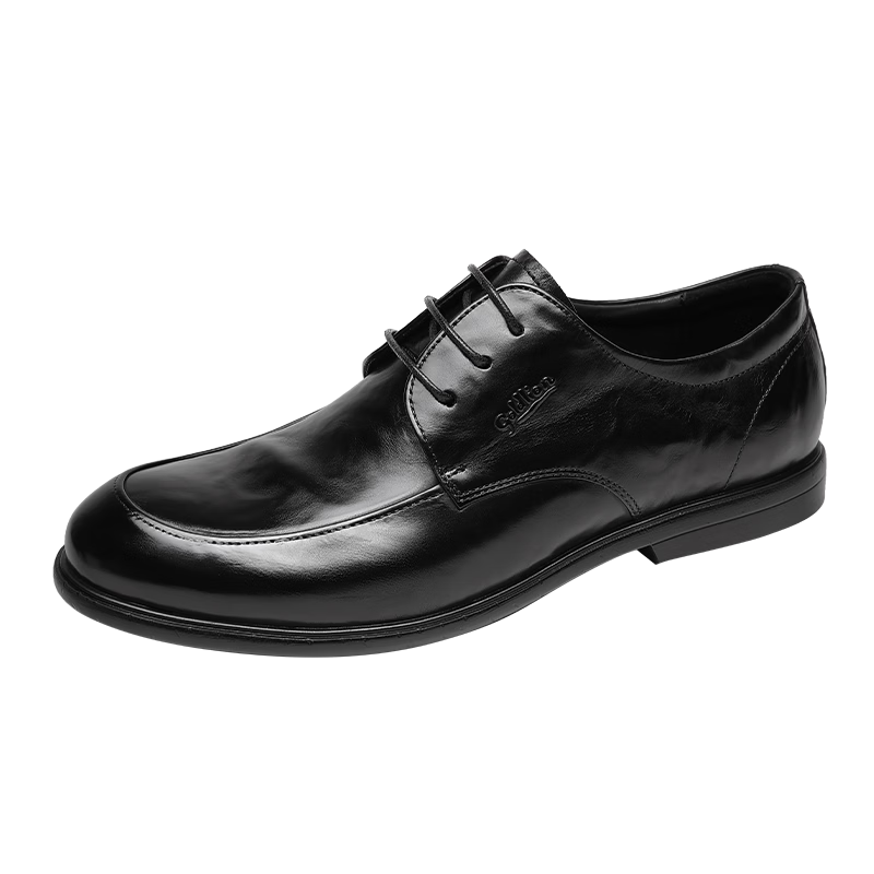 Goldlion Men's Shoes 2026 Spring New Business Leather Shoes Durable Comfortable Men's Derby Shoes G508610158AAA Black Size 41