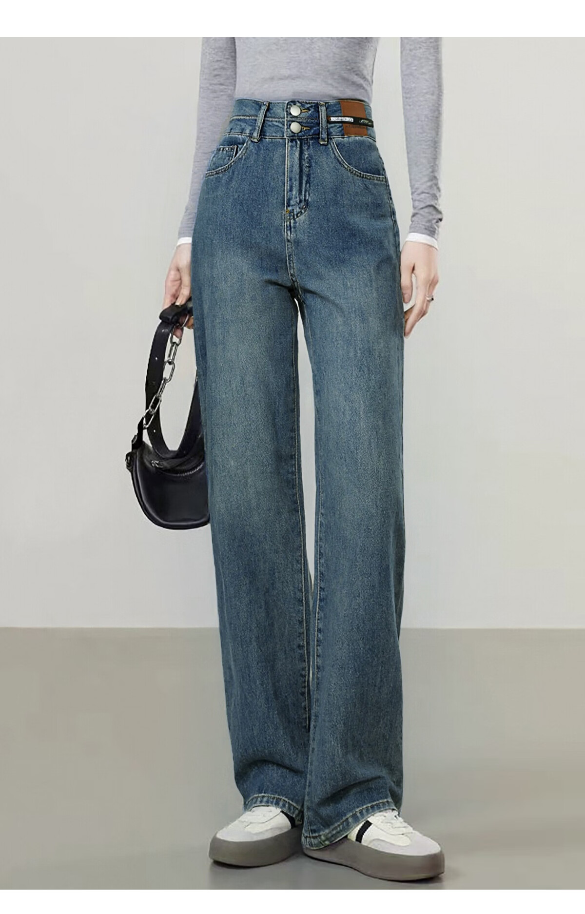 She Enjoy Women's High-Waist Slim Wide-Leg Fashion Draped Straight-Leg Pants T51N079 13