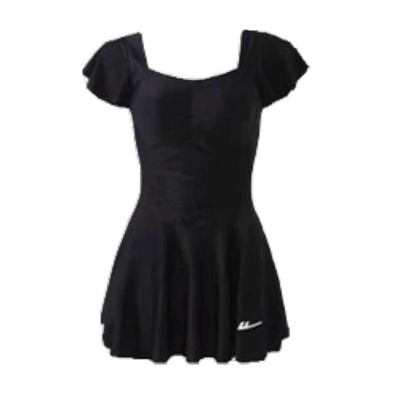 Huili Conservative Slimming Swimsuit for Women, Popular Sexy Skirt-Style High-End Hot Spring Swimwear 15009BH Black L