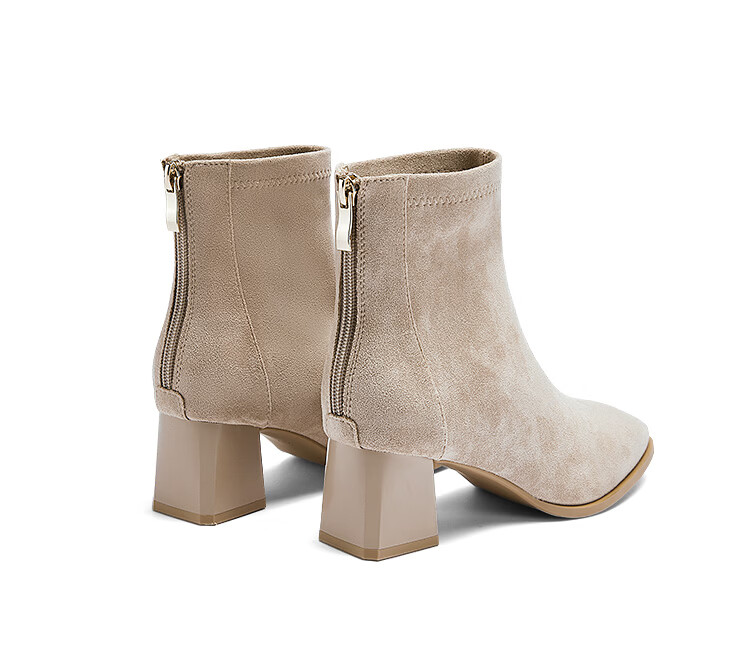 DAPHNE Suede Ankle Boots Women Fashion Simple Martin Boots French Slim High Heel Boots Black 37 10