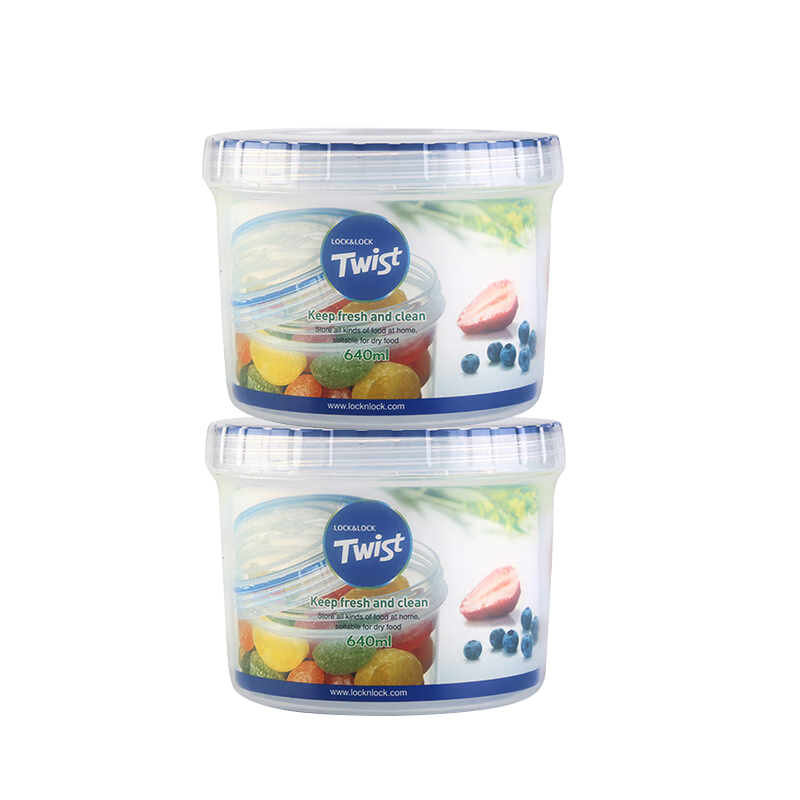 LOCK&LOCK Sealed Plastic Food Storage Containers, Milk Powder Jars, Tea Canisters, Storage Jars, Refrigerator Organizer Containers, 640ml*2