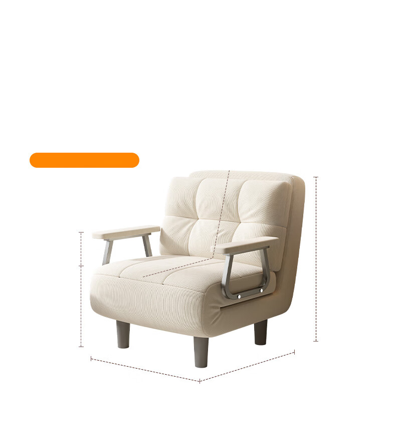 Warner New Sofa Bed Small Apartment Dual-Use Single Sofa Chair Office Nap Folding Bed S371 Gray 80 14