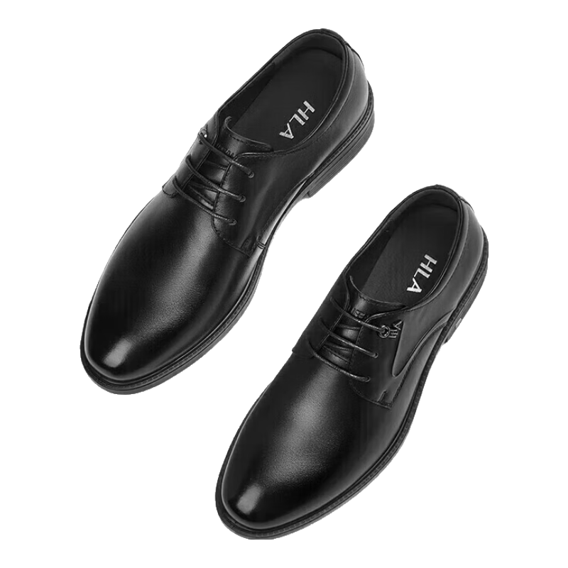 HLA Men's Leather Shoes, Top Grain Cowhide Formal Shoes, British Style Business Casual Shoes for Men, T332, Black, Size 43