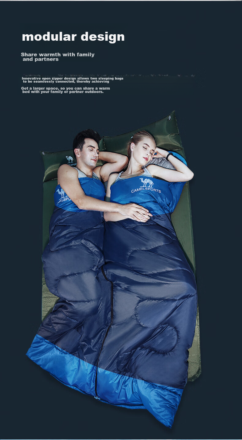 CAMEL Outdoor Sleeping Bag for Adults, Men's Camping Four-Season Winter Cotton Thick Warm Cold-Proof Dirt-Resistant Sleeping Bag Left 5