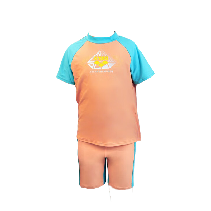 Arena Kids Girls Dopamine Short Sleeve Two-Piece Swimsuit UV Protection Quick-Dry High Elasticity Chlorine Resistant Comfortable Fit