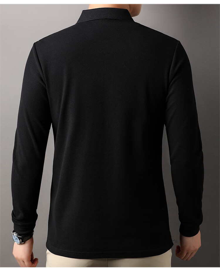 ROMON 100% Cotton Short Sleeve Men's Classic Business Polo Shirt Casual Solid Color Base Layer Black 3XL 24