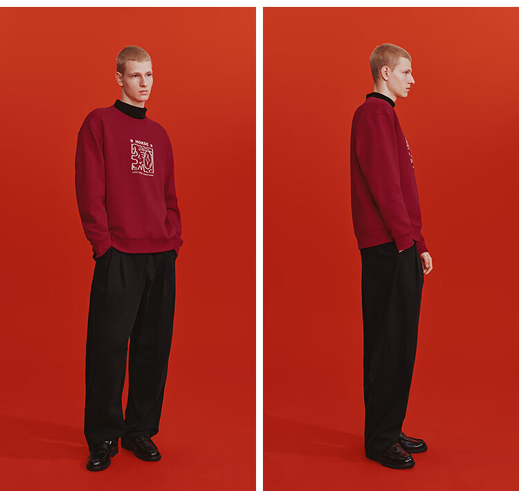 Semir New Year Qiji RedNational Museum Yan Yi Collaboration 26 Spring Men's Printed Couple Red Hoodie Mall Same Style 7